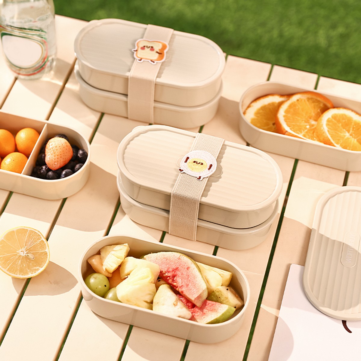 Salad Container Jar - Oval Plastic Lunch Box Kids Students