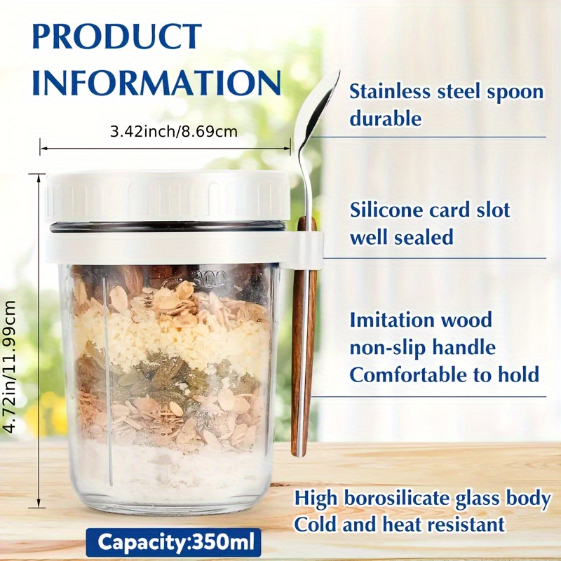 1pc/2pcs Glass Oatmeal Cup, Ov - đánh giá và giá Salad Container Jar