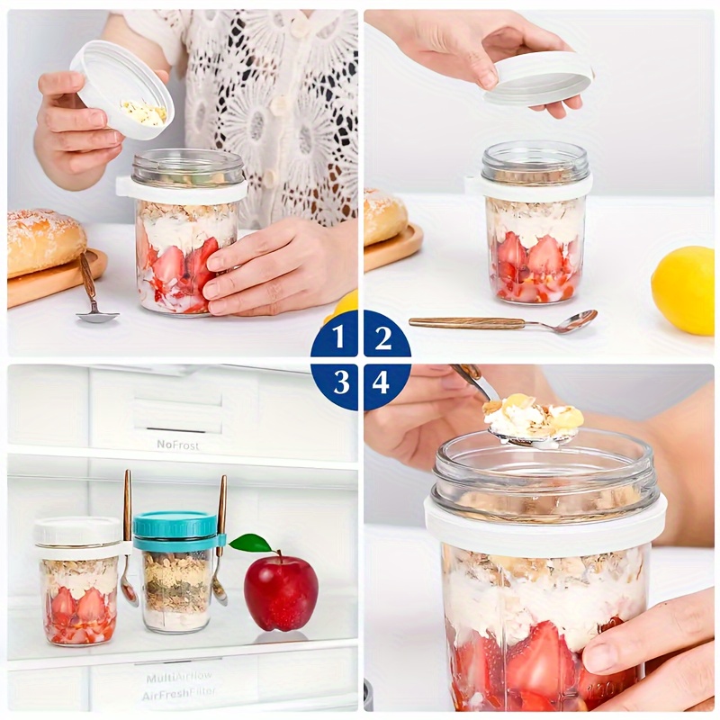 1pc/2pcs Glass Oatmeal Cup, Ov - đánh giá và giá Salad Container Jar