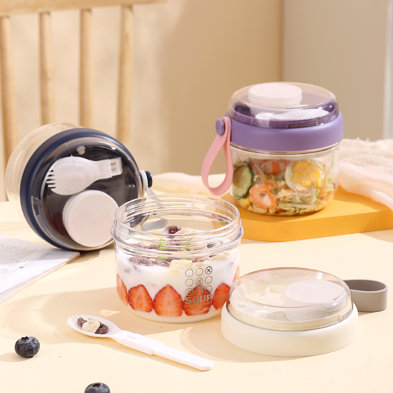 Salad Cup Double Layer Oatmeal - đánh giá và giá Salad Container Jar