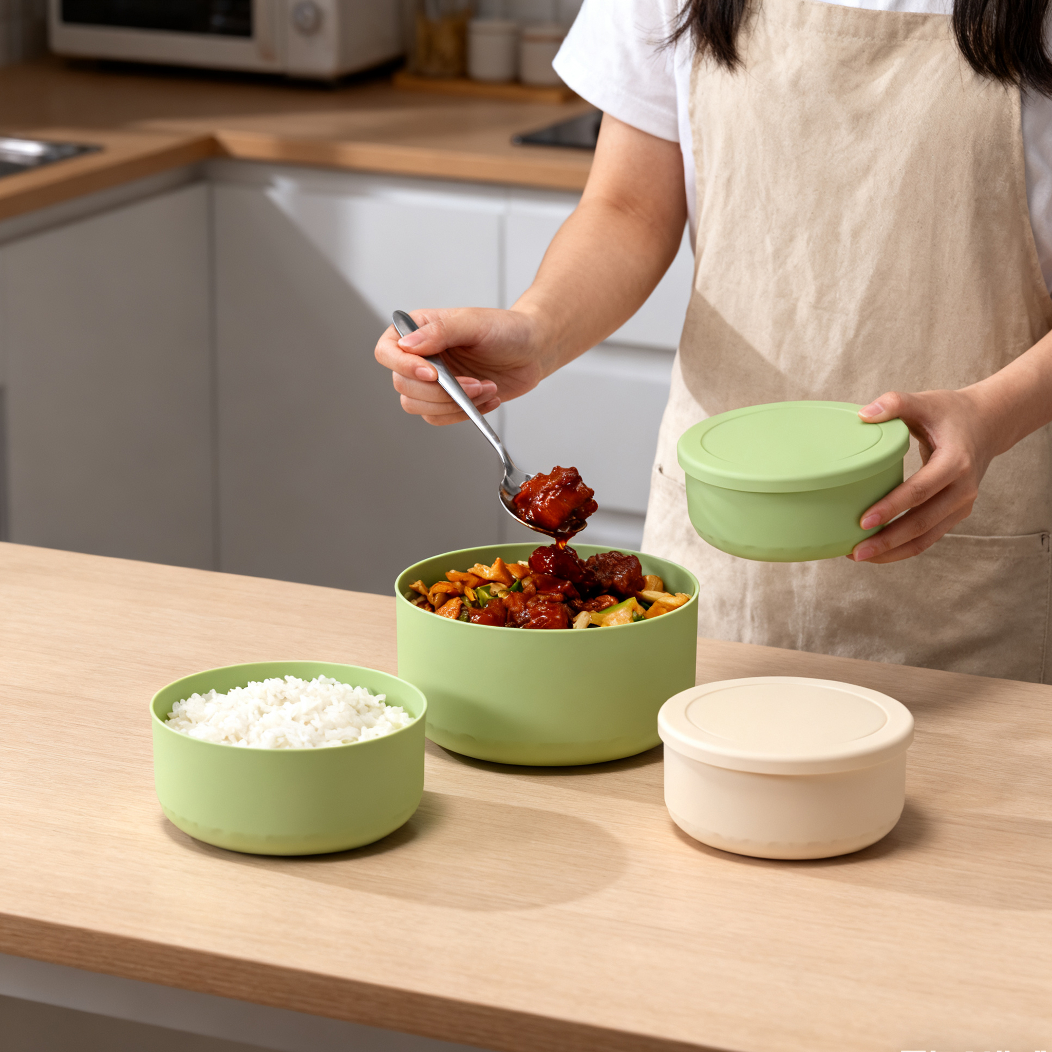 Round silicone lunch box, food - đánh giá và giá Salad Container Jar