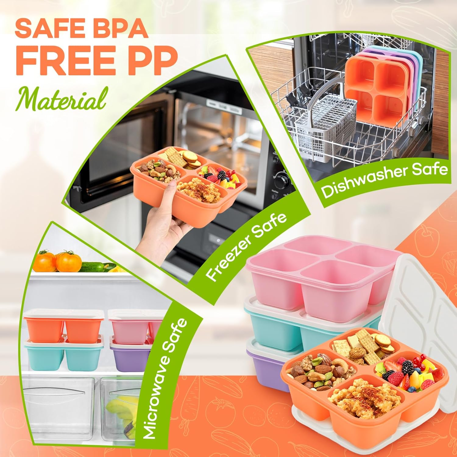 4 Pack Adult Bento Box 4 Compa - đánh giá và giá Meal Prep Diet