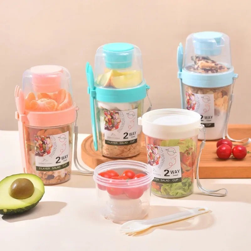 Portable Salad Cup Double Oatm - đánh giá và giá Salad Container Jar