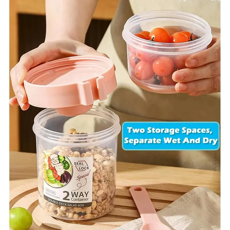 Portable Salad Cup Double Oatm - đánh giá và giá Salad Container Jar