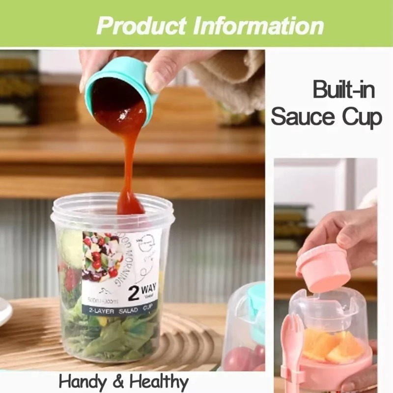 Portable Salad Cup Double Oatm - đánh giá và giá Salad Container Jar