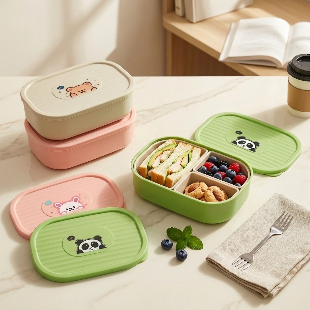 Cute Plastic Divided Lunch Box - đánh giá và giá Salad Container Jar