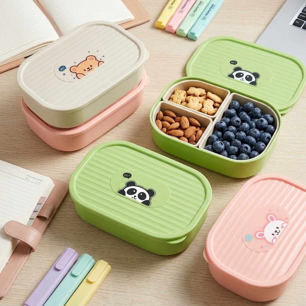 Cute Plastic Divided Lunch Box - đánh giá và giá Salad Container Jar
